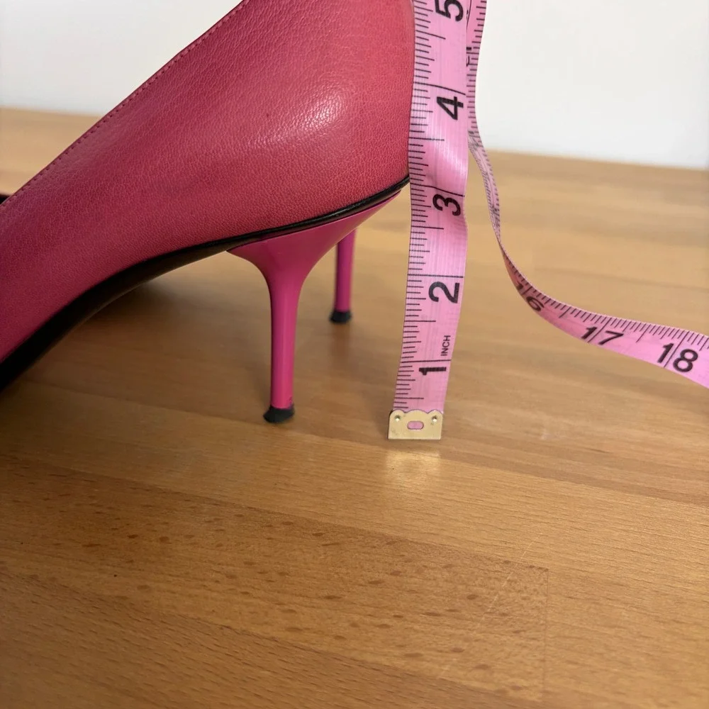 Gucci Womens Hot Pink Leather Pointed Toe Stiletto Pumps Heels Size 8.5B Italy